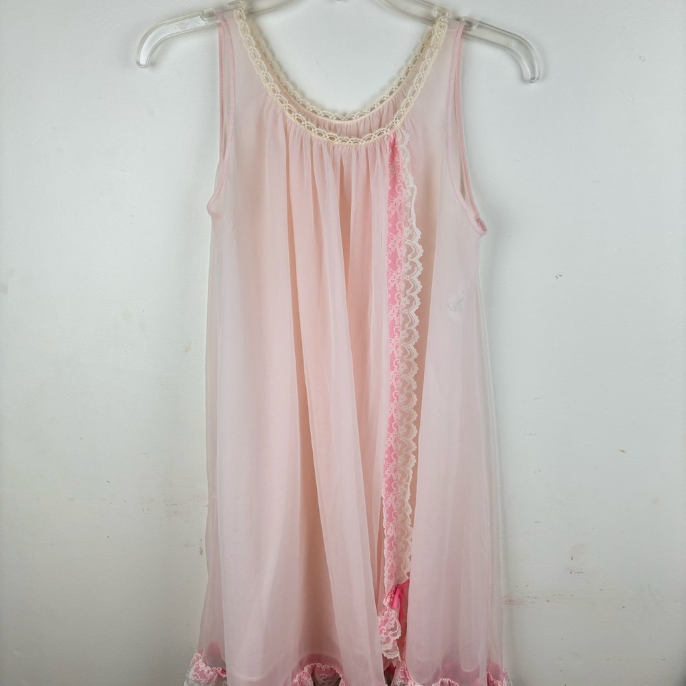 Vtg Gaymode JCP-pink sheer nightgown-Ladies small